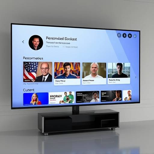 Personalized broadcast interface showing customized content recommendations
