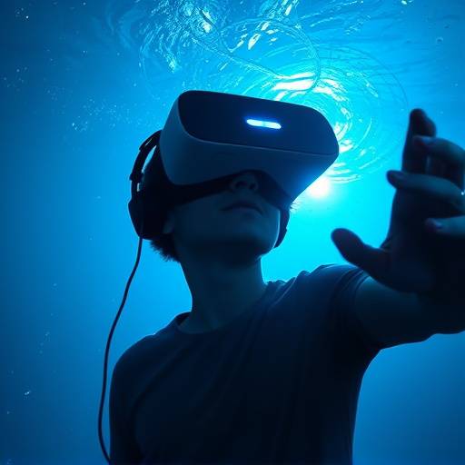 User immersed in the 'Ocean Depths' VR experience